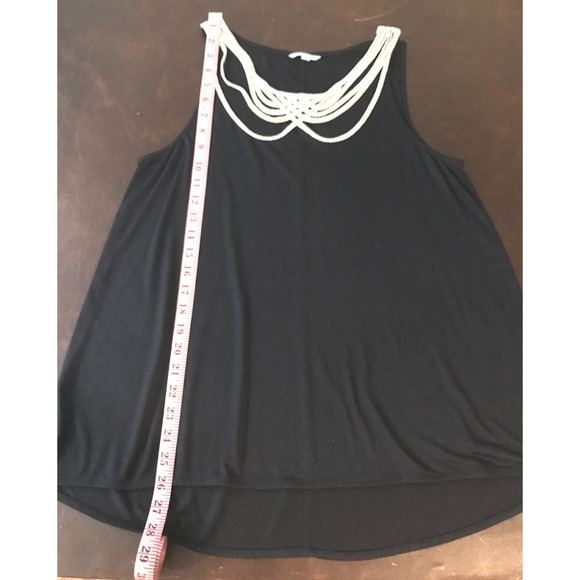 Anthropologie Leifnotes Navy Blue Scalloped Rope Tank Top - Size Small - Picture 6 of 8